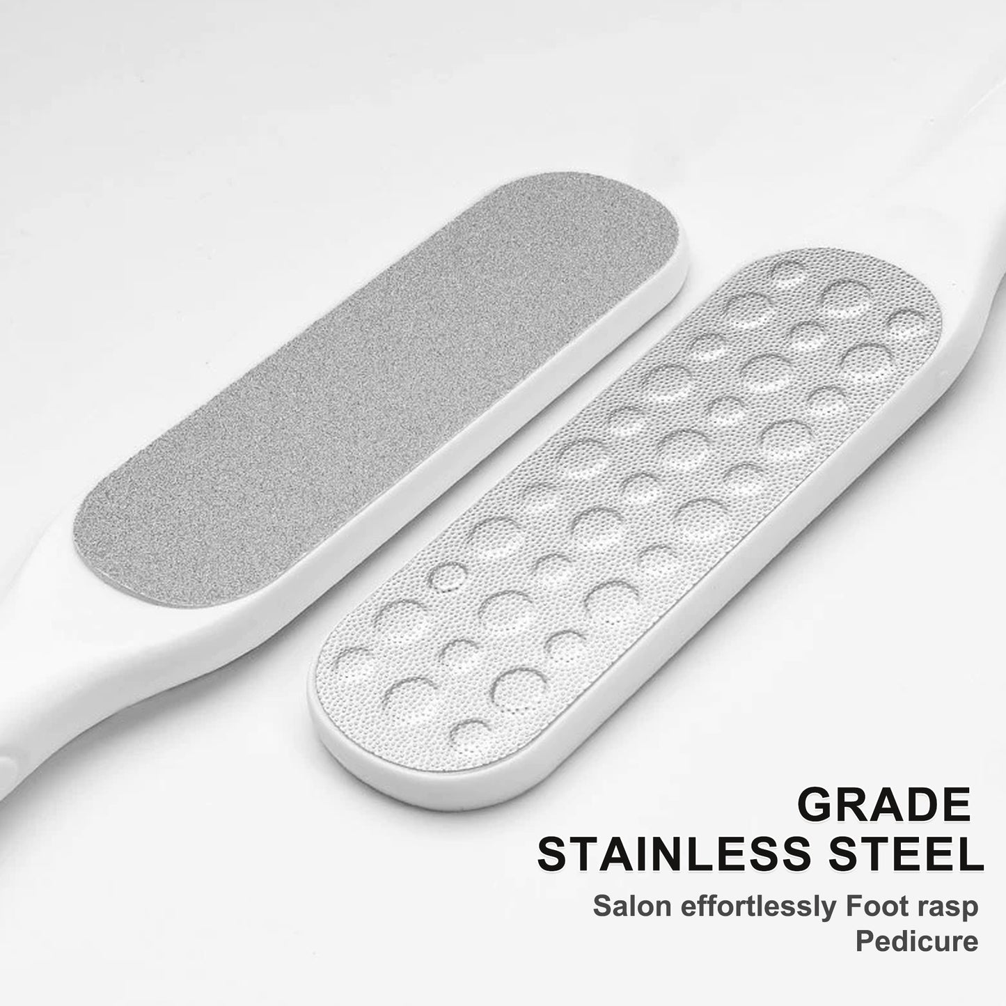2 Counts Pedicure Foot Rasp File Remover Tool, Double-Sided Stainless Steel Pedicure Scrubber Rasp for Dead Skin Removal callus Remover