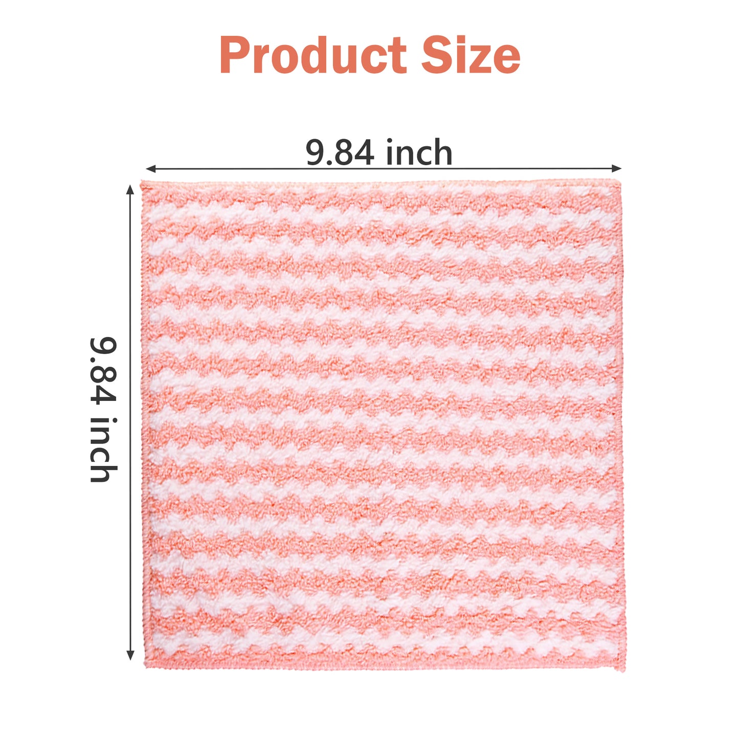 10 Counts Microfiber Cleaning Cloth, Kitchen Towels Absorbent Streak Free Cleaning Towels for Dish Drying Washing, 9.84" x 9.84" Striped Washable and Reusable Towels Random Color