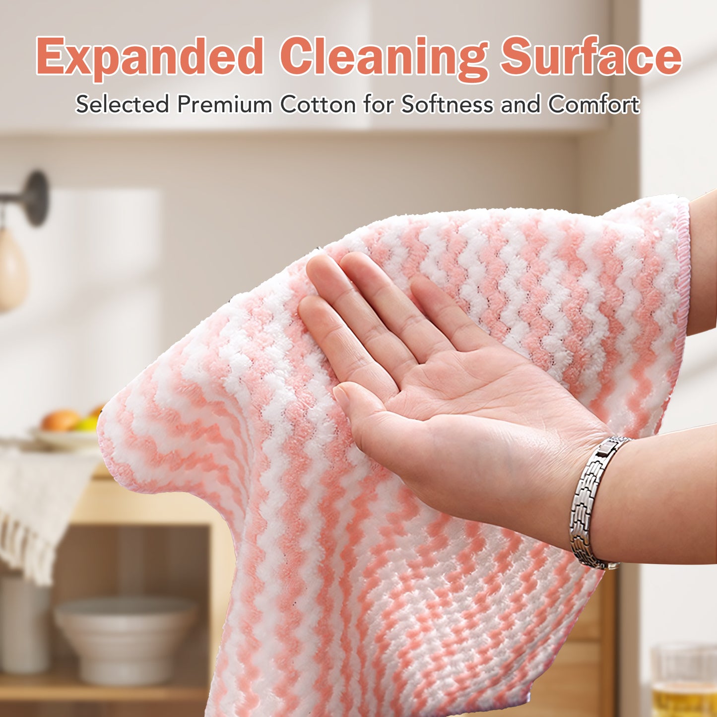 10 Counts Microfiber Cleaning Cloth, Kitchen Towels Absorbent Streak Free Cleaning Towels for Dish Drying Washing, 9.84" x 9.84" Striped Washable and Reusable Towels Random Color