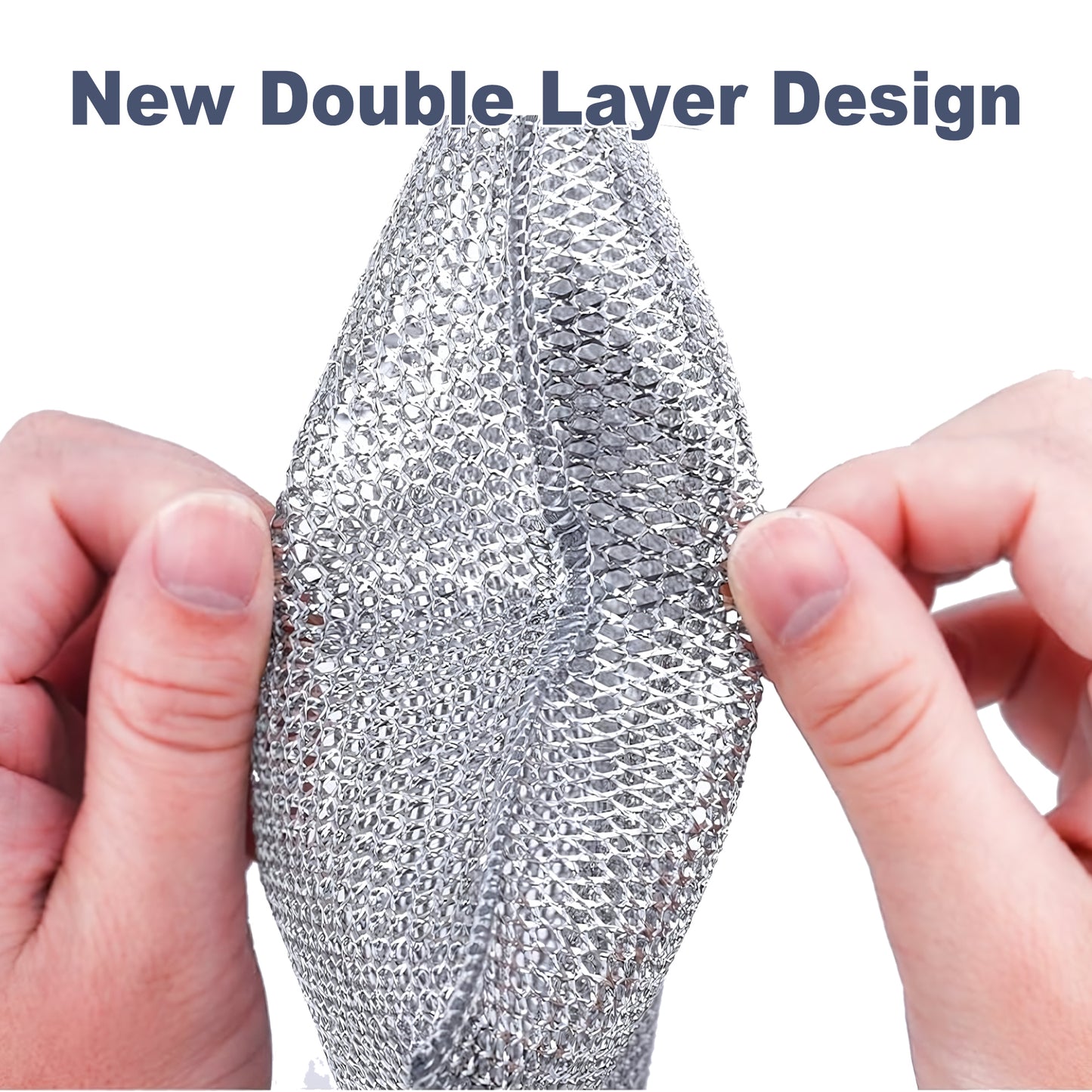 10 Counts Multipurpose Wire Dishwashing Rag, Double Layer Multipurpose Fiber Cleaning Cloth, Wire Miracle Cleaning Cloths Metallic Dish Cloths for for Wet and Dry Washing
