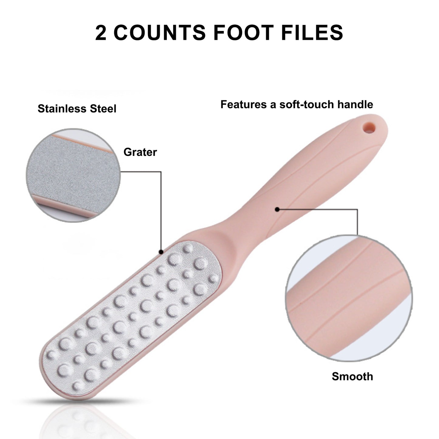 2 Counts Pedicure Foot Rasp File Remover Tool, Double-Sided Stainless Steel Pedicure Scrubber Rasp for Dead Skin Removal callus Remover