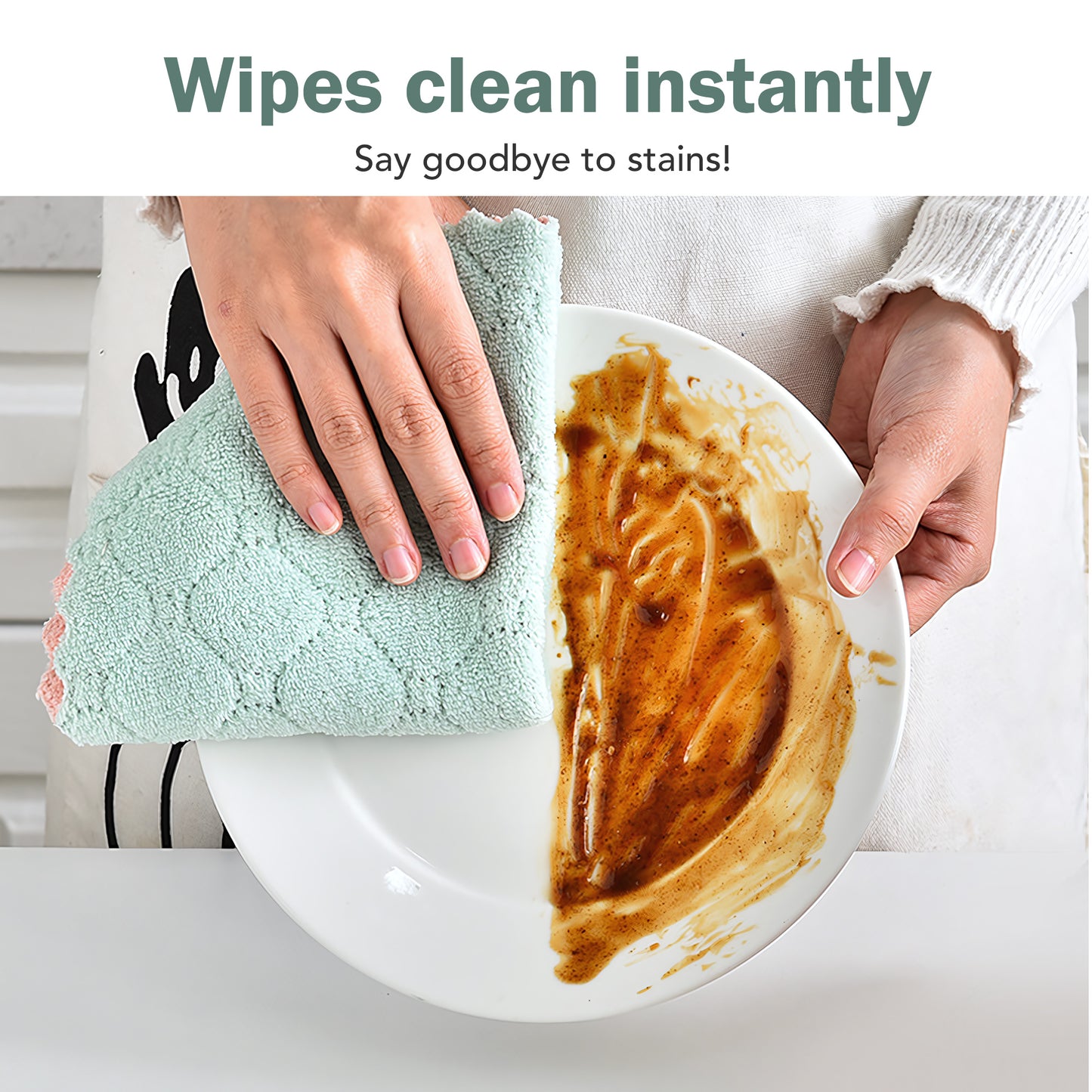 10 Counts Kitchen Cleaning Cloth, Super Absorbent Dish Towels, Premium Soft Microfiber Dishtowels, Quick Dry Multipurpose Reusable Rags, Non-Stick Oil Washcloths