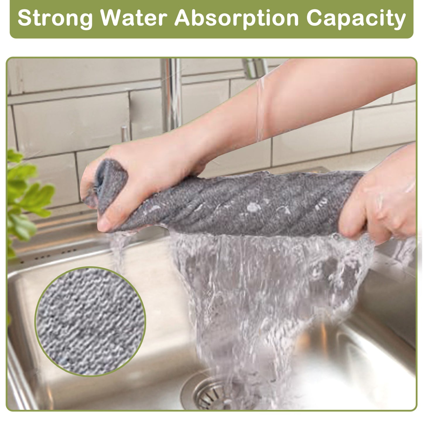 10 Counts Microfiber Cleaning Cloth, Resuable Bamboo Charcoal Microfiber Cleaning Cloths, Super Absorbent Multipurpose Dishcloths for Kitchen House Car, Ddust Removal Cleaning Rag