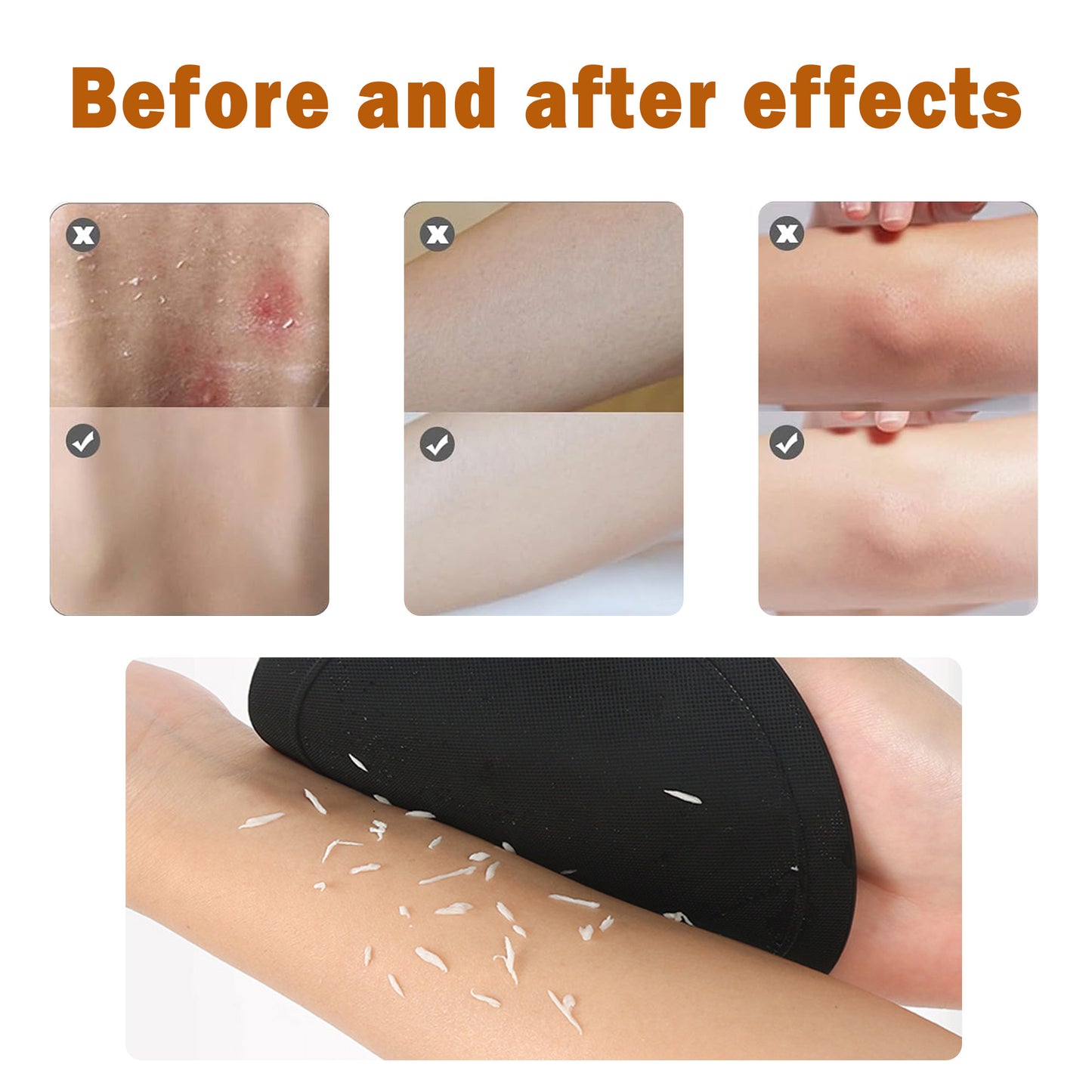 4 Counts Premium Exfoliating Gloves for Body, Painless Remover Dead Skin Rubber Shower Scrubber, Skin Scrubber Exfoliator, Black