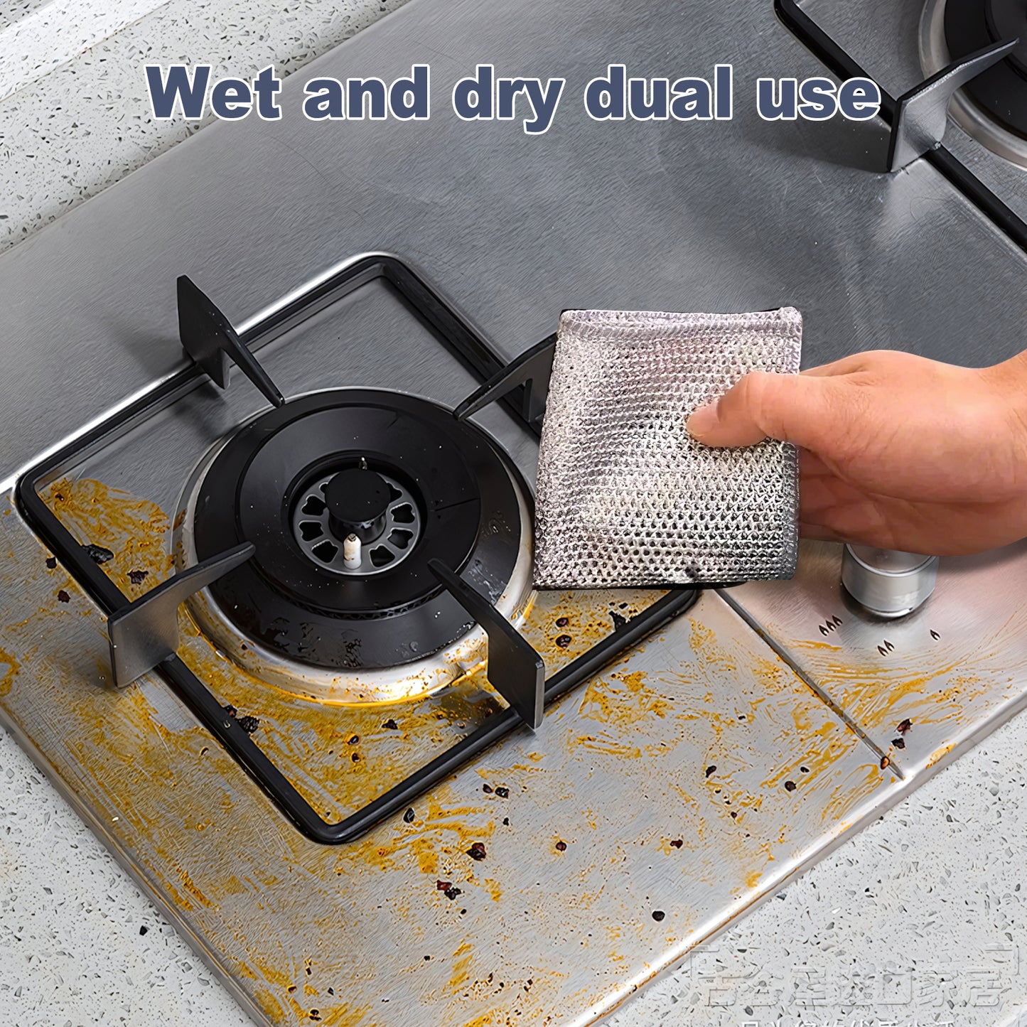 10 Counts Multipurpose Wire Dishwashing Rag, Double Layer Multipurpose Fiber Cleaning Cloth, Wire Miracle Cleaning Cloths Metallic Dish Cloths for for Wet and Dry Washing