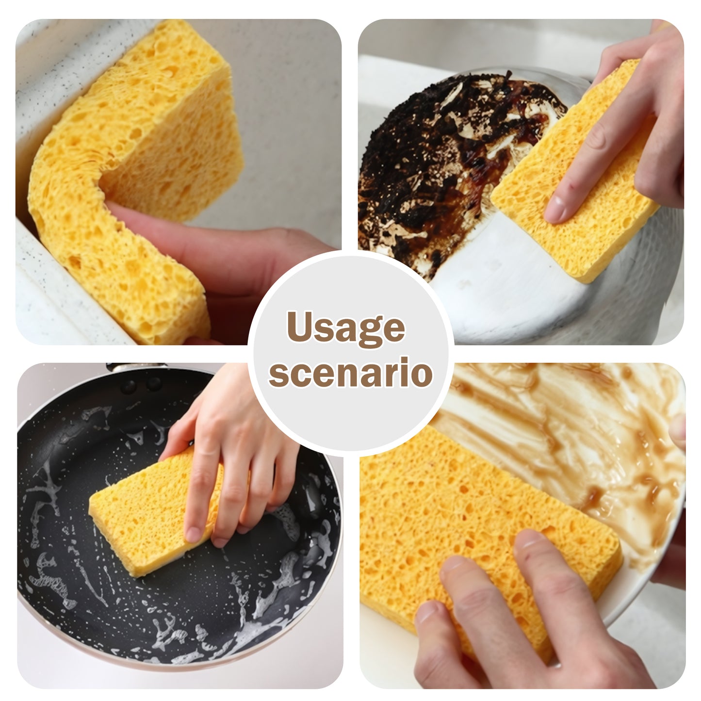 6 Counts Large Cellulose Sponges, Non-Scratch Kitchen Sponges for Dish, Thick Heavy Duty Scrub Sponges, Fast-Drying Cleaning Sponges for Dishes, Cookware, Bathroom