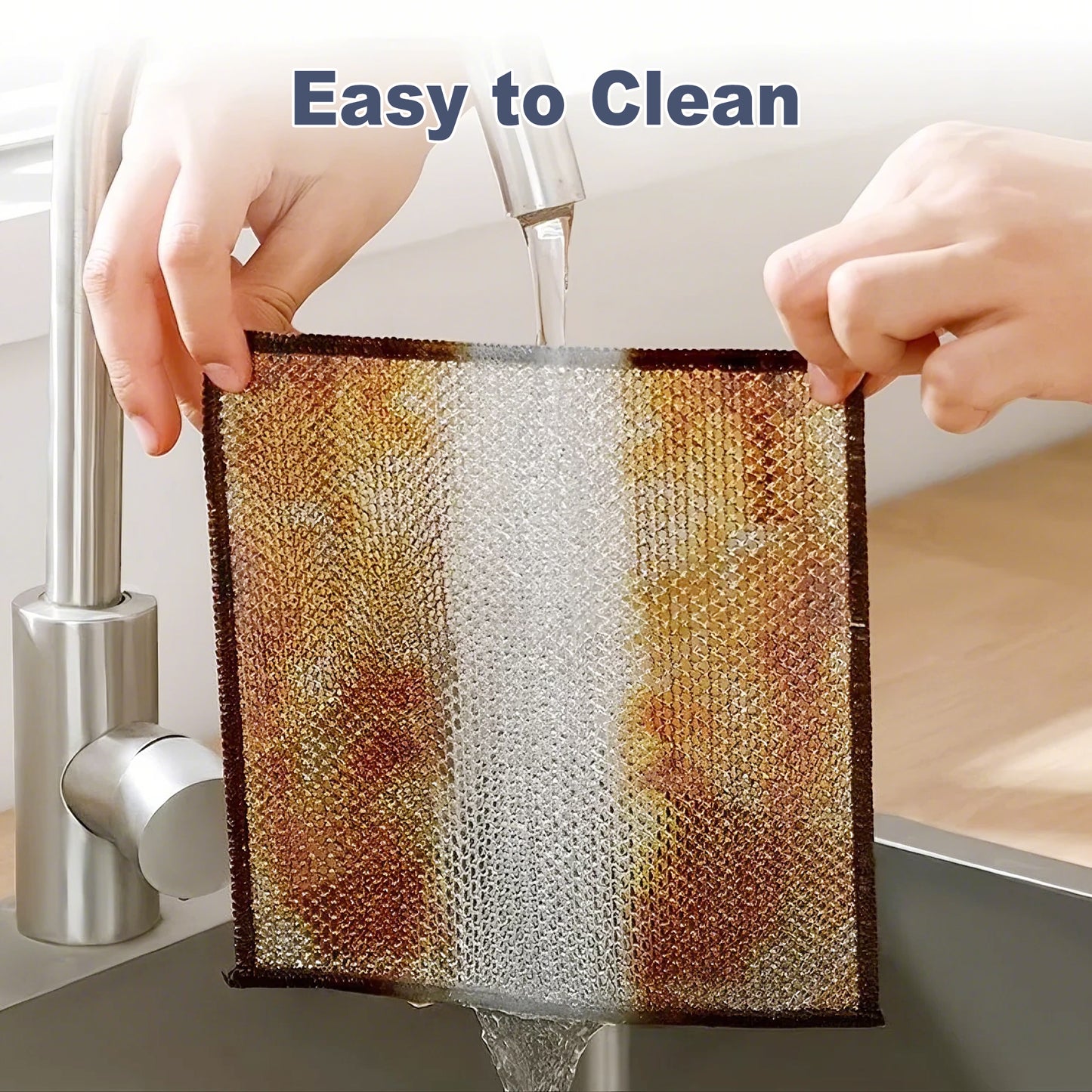 10 Counts Multipurpose Wire Dishwashing Rag, Double Layer Multipurpose Fiber Cleaning Cloth, Wire Miracle Cleaning Cloths Metallic Dish Cloths for for Wet and Dry Washing