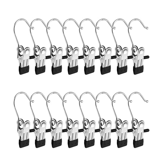 16 Counts Boot Hangers for Closet, Premium Anti-Rust Metal Hanging Hook Clips, Multi Function Clips for Home and Travel, Clothespins Clip Hangers for Pants Hats Socks Gloves Towels