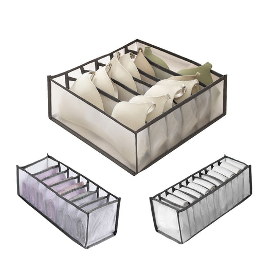3 Counts Foldable Underwear Organizer, Drawer Organizer Divider Bins for Bras, Socks, Ties, Underwear Storage Box