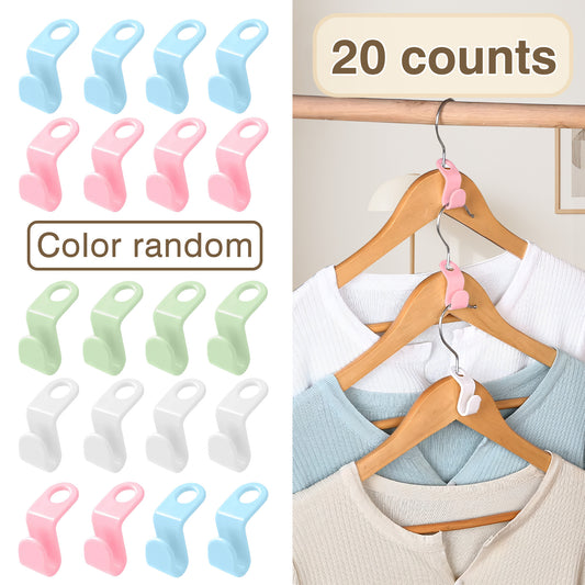 20 Counts Hanger Connector Hooks, Hangers Space Saving Hooks, Clothes Hanger Connector Hooks, Multiple Random Colors