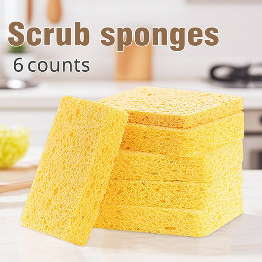 6 Counts Large Cellulose Sponges, Non-Scratch Kitchen Sponges for Dish, Thick Heavy Duty Scrub Sponges, Fast-Drying Cleaning Sponges for Dishes, Cookware, Bathroom