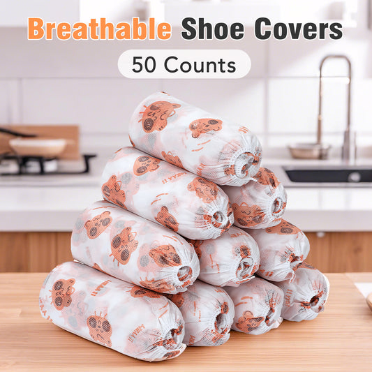 50 Counts Shoe Covers Disposable, Small Cute Durable Non Slip Boot Covers, Bowling Shoe Covers for Kid Child