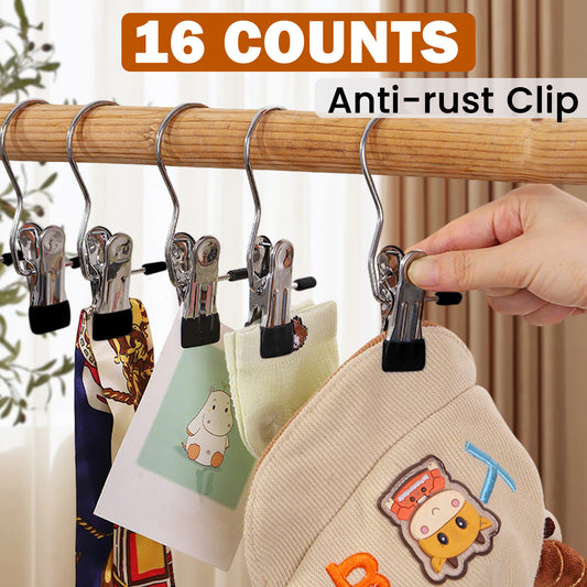 16 Counts Boot Hangers for Closet, Premium Anti-Rust Metal Hanging Hook Clips, Multi Function Clips for Home and Travel, Clothespins Clip Hangers for Pants Hats Socks Gloves Towels