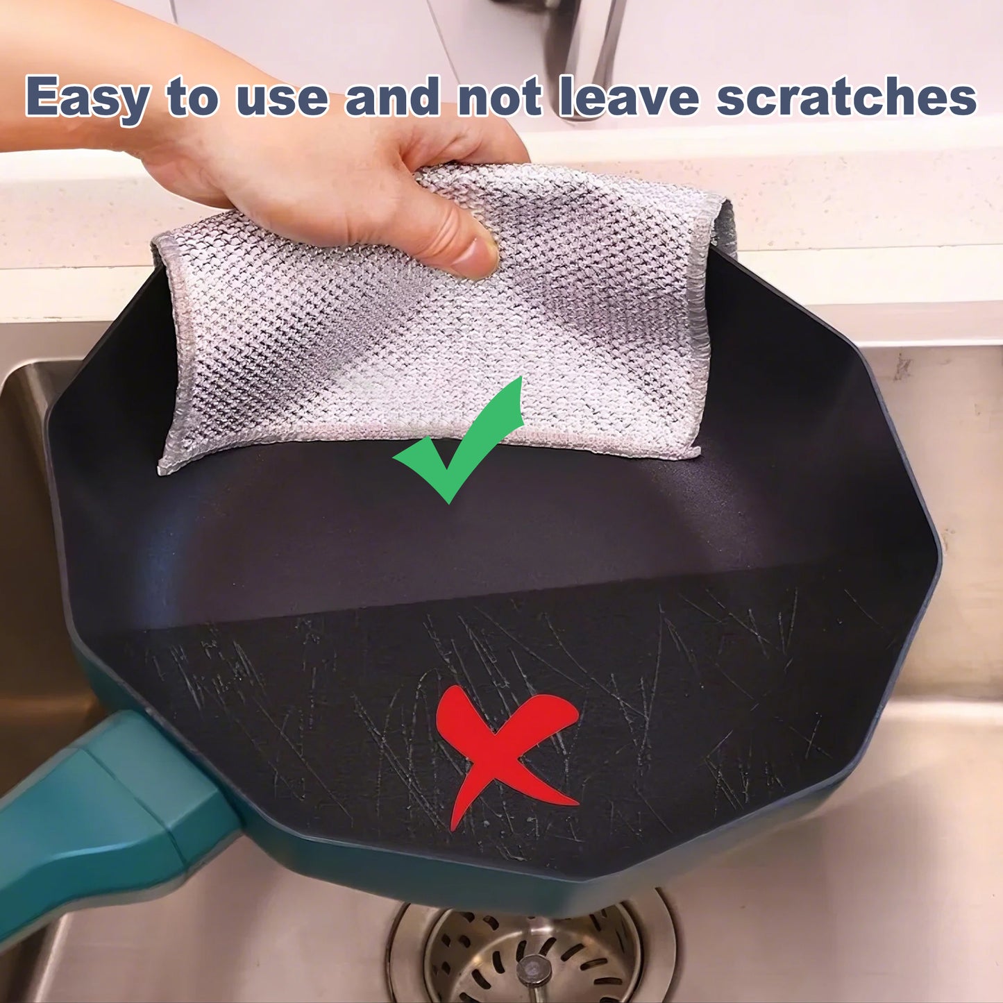 10 Counts Multipurpose Wire Dishwashing Rag, Double Layer Multipurpose Fiber Cleaning Cloth, Wire Miracle Cleaning Cloths Metallic Dish Cloths for for Wet and Dry Washing